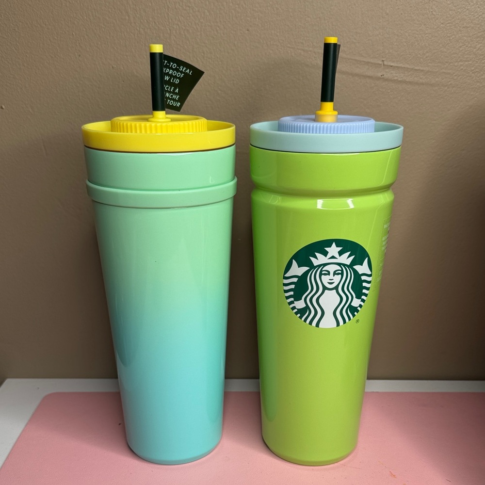 Starbucks Summer 2025 Lemon Grass Green & Blue Green  Vacuum Insulated Tumblers